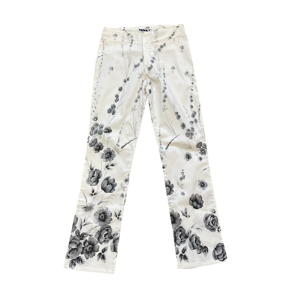 Tark 1 Paris Stretch Floral Pants, White, Gray Size M